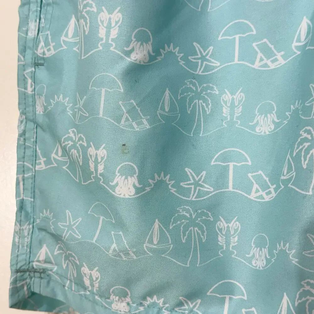Beach Bros Quick Dry Swim Trunks / Shorts, Mint Green and White, Men's Size M